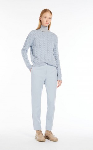 MaxMara Cable Cashmere Knitwear LIGHT BLUE | MMR593419