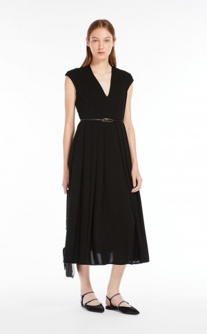 MaxMara Cady Belted Dresses BLACK | MMR593349