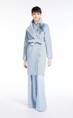 MaxMara Cashmere And Wool Robe Coats LIGHT BLUE | MMR593876