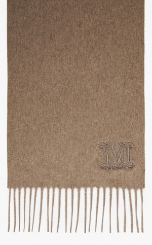 MaxMara Cashmere Stole With Embroidery Scarves HAZELNUT BROWN | MMR594268