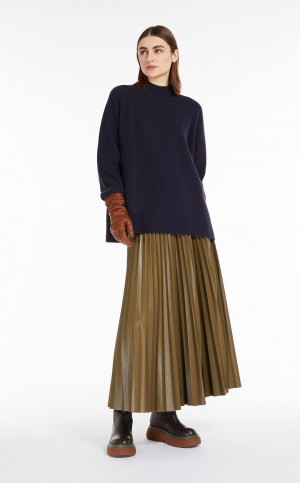 MaxMara Coated Jersey Skirts KAKI | MMR593696