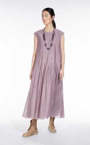 MaxMara Cotton And Silk Voile Dresses LILAC | MMR593400