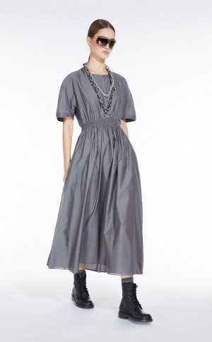 MaxMara Cotton And Silk Voile Dresses MEDIUM GREY | MMR593401