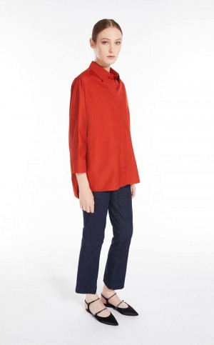 MaxMara Cotton Poplin Blouses ORANGE | MMR593566