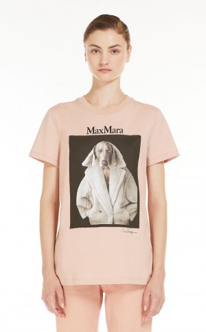 MaxMara Cotton With Wegman Print T-shirts PINK | MMR593669