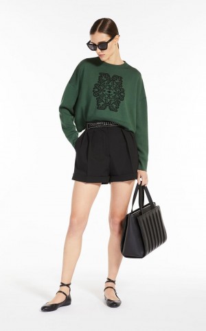 MaxMara Cropped In Jacquard Wool Knitwear GREEN | MMR593428