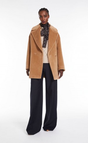 MaxMara Double-breasted Alpaca And Wool Pea Coats CAMEL | MMR593867