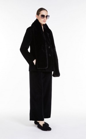 MaxMara Double-breasted Velvet Blazers BLACK | MMR594057