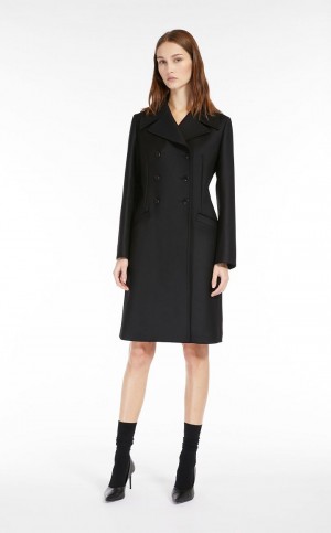 MaxMara Double-breasted Wool-blend Coats BLACK | MMR593838