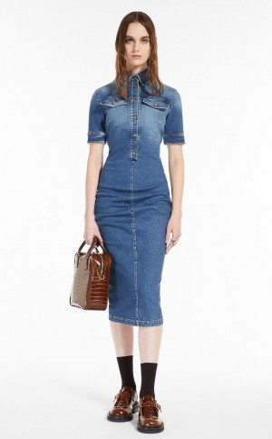 MaxMara Fitted Super Stretch Denim Dresses NAVY | MMR593386