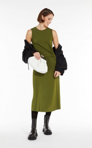 MaxMara Flared In Crepe Jersey Dresses GREEN | MMR593292