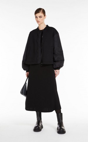 MaxMara Flared Jersey Bomber Jackets BLACK | MMR594042