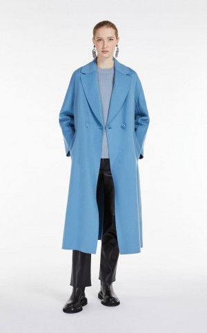 MaxMara Flared Wool Coats LIGHT BLUE | MMR593846