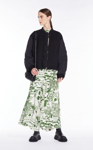 MaxMara Flowing In Printed Georgette Trousers GREEN | MMR593792