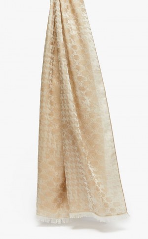 MaxMara Jacquard-knit Wool And Silk Stole Scarves SAND | MMR594262