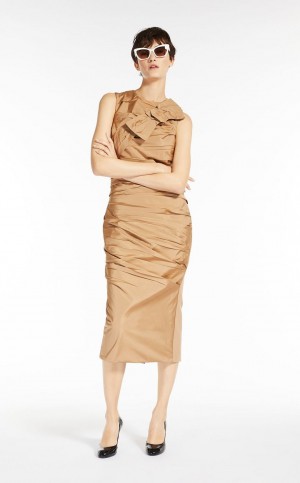 MaxMara Jersey Sheath With Bow Dresses CAMEL | MMR593385