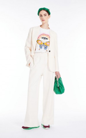 MaxMara Jersey With Print And Embroidery T-shirts WHITE | MMR593649