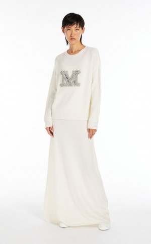 MaxMara Jewel Embroidered Cashmere Knitwear WHITE | MMR593421