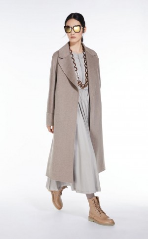 MaxMara Long Cotton Satin Dresses LIGHT GREY | MMR593376