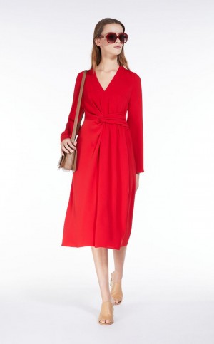 MaxMara Long Draped Cady Dresses RED | MMR593384