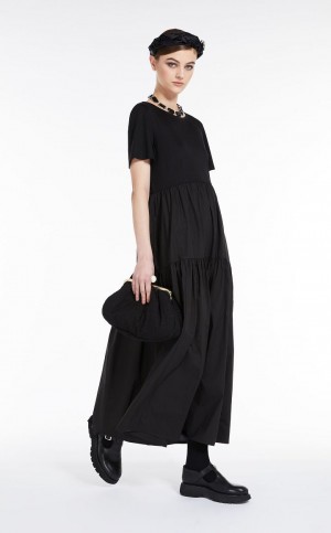 MaxMara Long In Jersey And Cotton Dresses BLACK | MMR593374