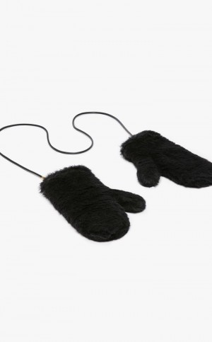 MaxMara Mittens In Teddy Fabric Gloves BLACK | MMR594234