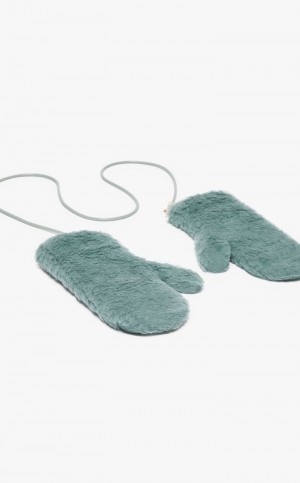 MaxMara Mittens In Teddy Fabric Gloves SAGE GREEN | MMR594227