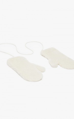 MaxMara Mittens In Teddy Fabric Gloves WHITE | MMR594229