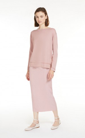 MaxMara Pleated Jersey Pencil Skirts PINK | MMR593691