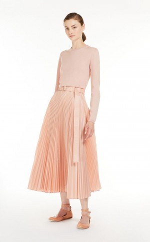 MaxMara Pleated Silk Blend Skirts PINK | MMR593718