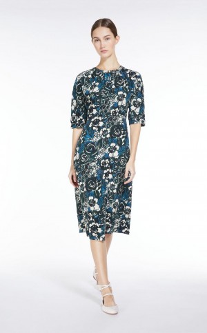 MaxMara Printed Crepe De Chine Dresses GREEN | MMR593388