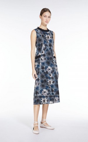 MaxMara Printed Crepe De Chine Dresses LIGHT BLUE | MMR593392