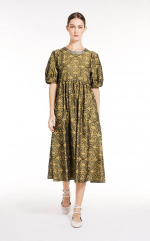 MaxMara Printed Poplin Dresses KAKI | MMR593371