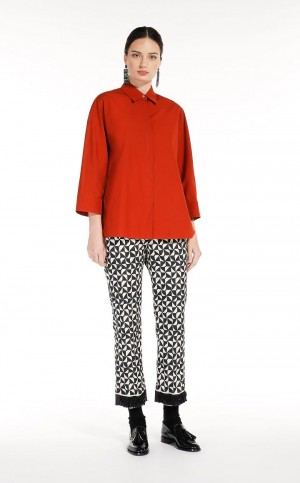 MaxMara Printed Satin Trousers ECRU | MMR593769