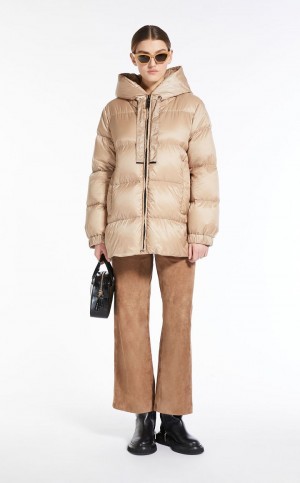 MaxMara Quilted Down Jacket In Water-resistant Canvas Padded BEIGE | MMR593986