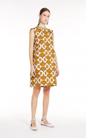 MaxMara Reversible Printed Poplin Dresses OCHRE | MMR593406