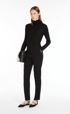 MaxMara Rib Wool And Silk Polo-neck Knitwear BLACK | MMR593466