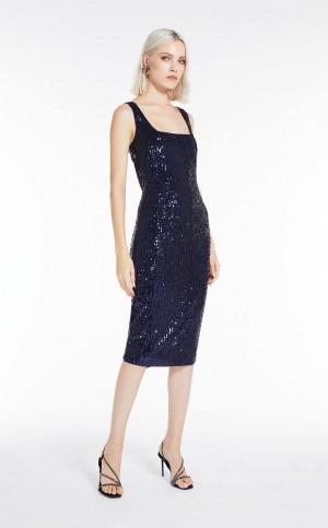 MaxMara Sequinned Sheath Dresses NAVY | MMR593327