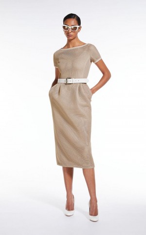 MaxMara Sheath In Mesh-effect Jersey Dresses SAND | MMR593412