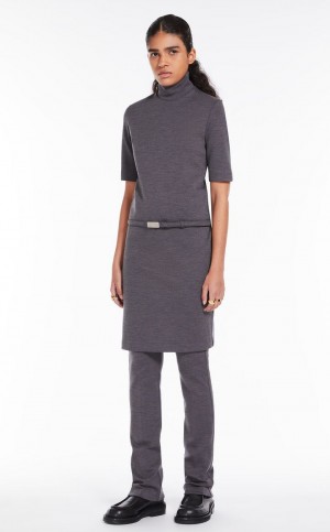 MaxMara Stretch Wool Jersey Dresses DARK GREY | MMR593307