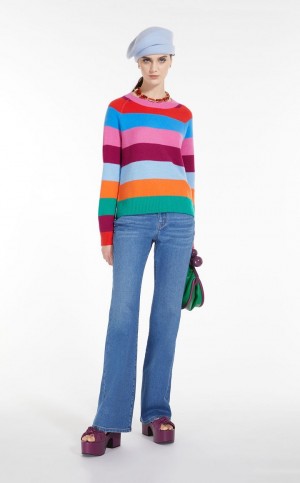 MaxMara Striped Cashmere Knitwear TANGERINE | MMR593452