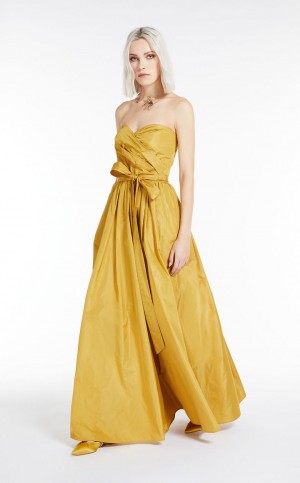 MaxMara Taffeta Bustier Dresses OCHRE | MMR593358