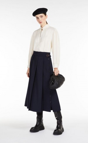 MaxMara Technical Wool Gabardine Skirts ULTRAMARINE | MMR593720