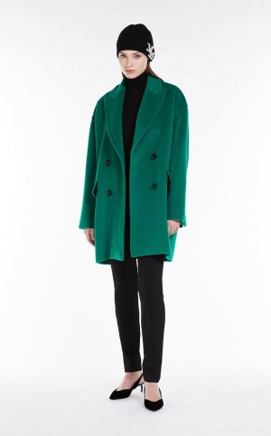 MaxMara Wool And Cashmere Oversized Jacket Coats GREEN | MMR593865