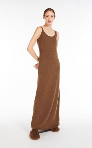 MaxMara Wool And Cashmere Slip Dresses LIGHT BROWN | MMR593312