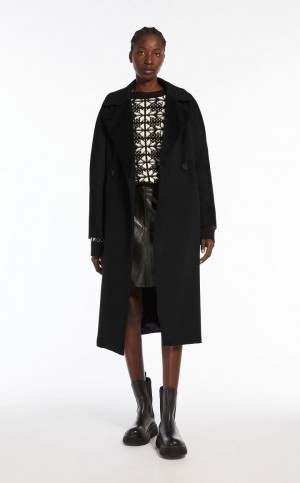 MaxMara Wool Broadcloth Coats BLACK | MMR593862