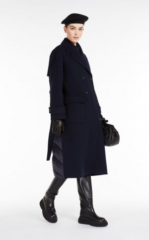 MaxMara Wool Broadcloth Trench Coat Padded ULTRAMARINE | MMR593975