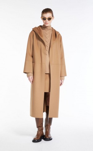 MaxMara Wool Hooded Coats CAMEL | MMR593930