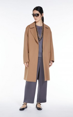 MaxMara Wool Robe Coats CAMEL | MMR593936