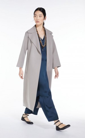 MaxMara Wool Robe Coats LIGHT GREY | MMR593880